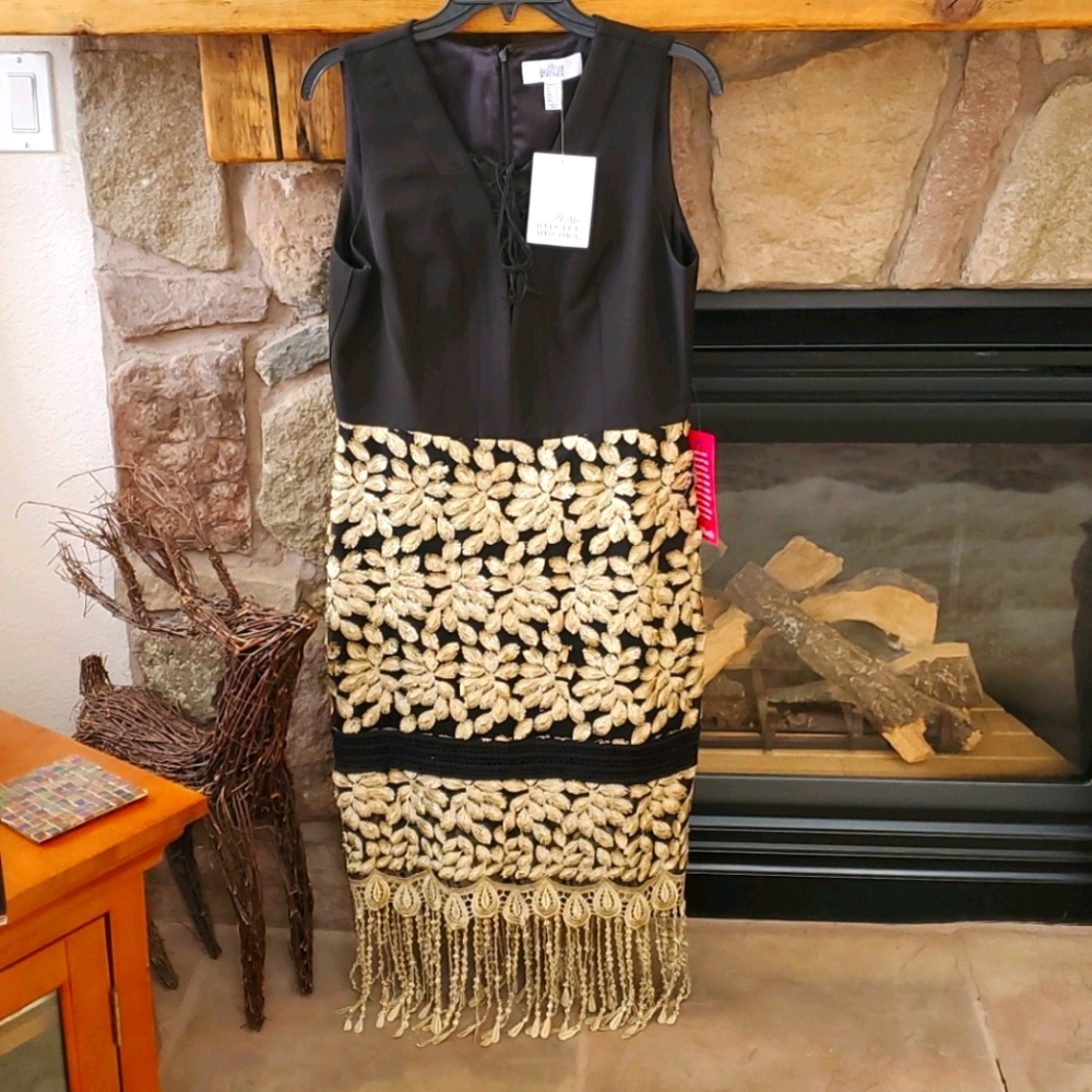 Black and gold Belle Badgley Mischka dress 12